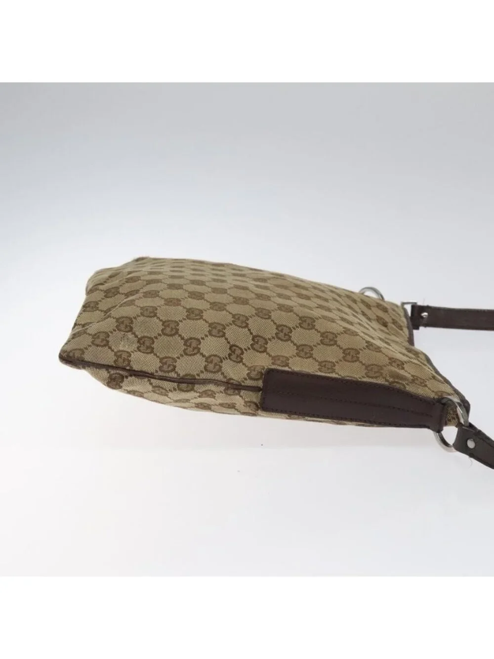 Authentic GUCCI GG Canvas Shoulder Bag Beige Silver 113013 - Picture 10 of 16